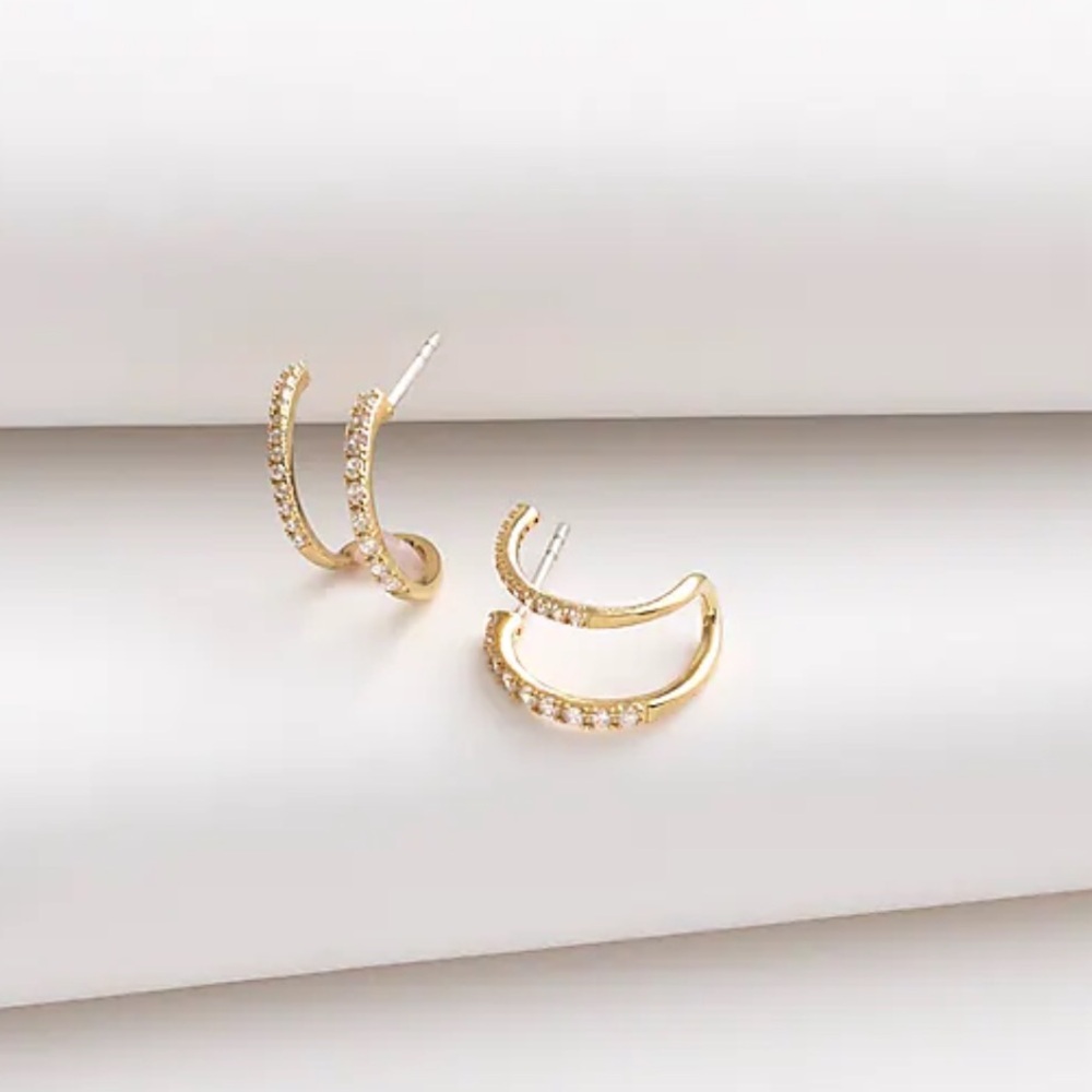 Madewell Demi-Fine Pavé Double Hoop Earrings